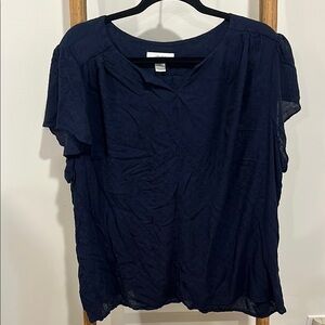 CJ Banks Navy Short Sleeve Blouse